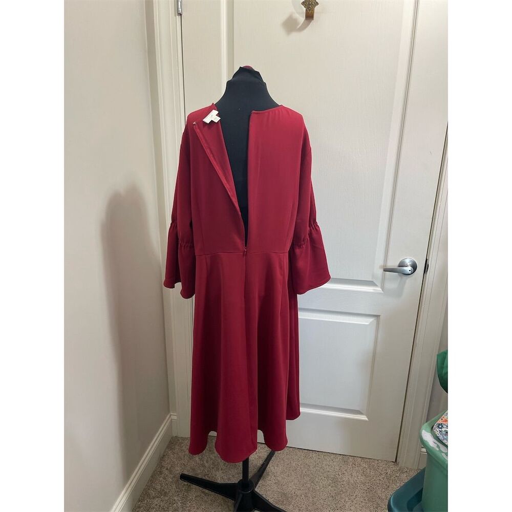 J. Jill Women's Bell Sleeve Midi Length Dress Red Size 18 - Picture 3 of 10